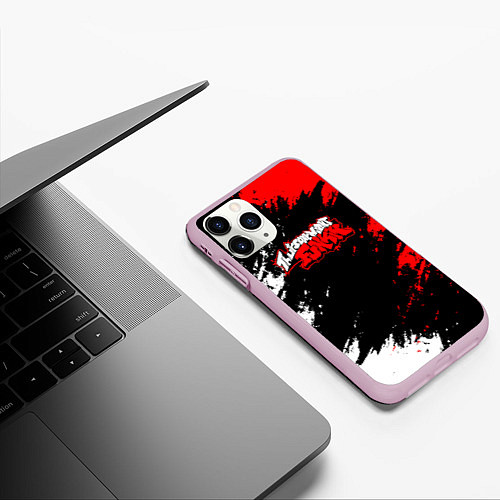 Чехол iPhone 11 Pro матовый Friday Night Funkin - логотип игры / 3D-Розовый – фото 3