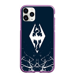 Чехол iPhone 11 Pro матовый THE ELDER SCROLLS SKYRIM ЭМБЛЕМА ДРАКОНА, цвет: 3D-фиолетовый