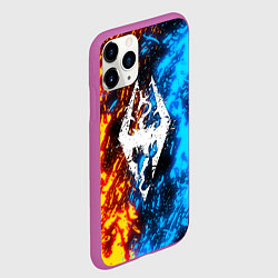 Чехол iPhone 11 Pro матовый TES SKYRIM BATTLE FIRE БИТВА ОГНЕЙ, цвет: 3D-фиолетовый — фото 2
