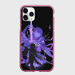 Чехол iPhone 11 Pro матовый Genshin Impact Raiden, цвет: 3D-малиновый