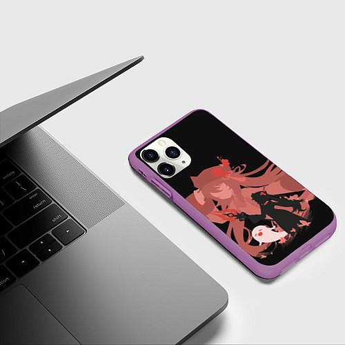 Чехол iPhone 11 Pro матовый Genshin Impact Hu Tao Tao / 3D-Фиолетовый – фото 3