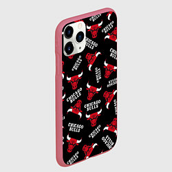 Чехол iPhone 11 Pro матовый CHICAGO BULLS БЫКИ УЗОР, цвет: 3D-малиновый — фото 2