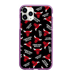 Чехол iPhone 11 Pro матовый CHICAGO BULLS БЫКИ УЗОР, цвет: 3D-фиолетовый