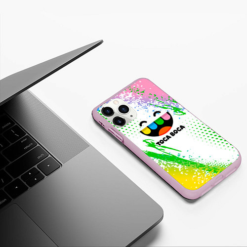 Чехол iPhone 11 Pro матовый Toca Boca: Улыбашка / 3D-Розовый – фото 3