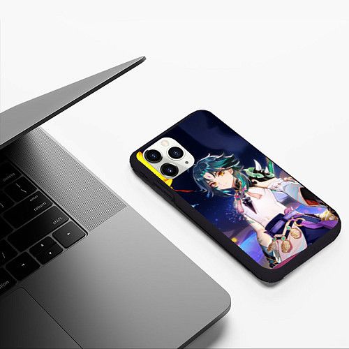 Чехол iPhone 11 Pro матовый Сяо, Genshin Impact / 3D-Черный – фото 3