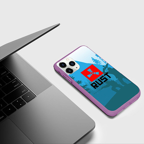 Чехол iPhone 11 Pro матовый Выживалка Раст / 3D-Фиолетовый – фото 3