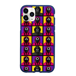 Чехол iPhone 11 Pro матовый ИГРА В КАЛЬМАРА ОХРАНА ВЕДУЩИЙ, цвет: 3D-тёмно-синий