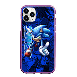 Чехол iPhone 11 Pro матовый SONIC LOGO СОНИК ЛОГО, цвет: 3D-фиолетовый