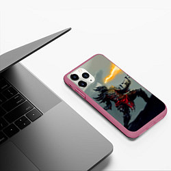 Чехол iPhone 11 Pro матовый Dragonborne is here, цвет: 3D-малиновый — фото 2
