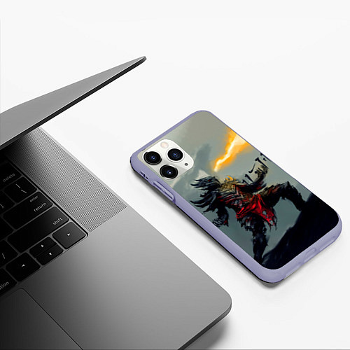 Чехол iPhone 11 Pro матовый Dragonborne is here / 3D-Светло-сиреневый – фото 3