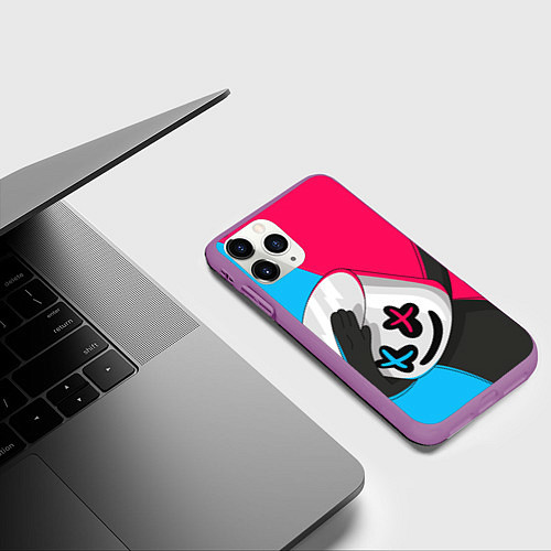 Чехол iPhone 11 Pro матовый New Marshmello / 3D-Фиолетовый – фото 3