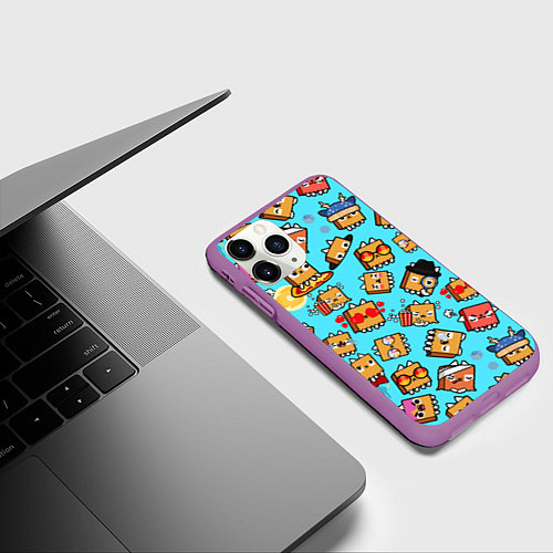 Чехол iPhone 11 Pro матовый PAPER BAG CAT TOCA BOCA TOCA LIFE WORLD / 3D-Фиолетовый – фото 3