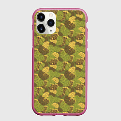 Чехол iPhone 11 Pro матовый Мозги камуфляж, цвет: 3D-малиновый