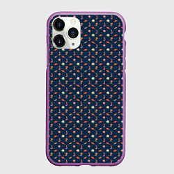 Чехол iPhone 11 Pro матовый Новогодний фон, цвет: 3D-фиолетовый