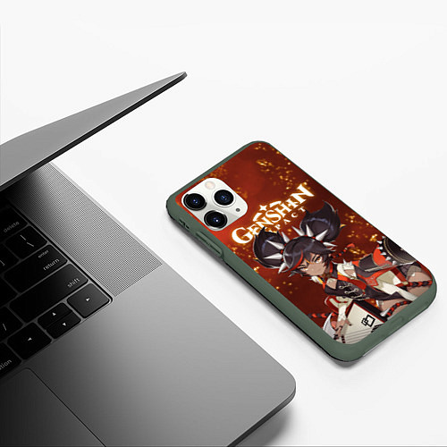 Чехол iPhone 11 Pro матовый СИНЬ ЯНЬ XINYAN ПИРО / 3D-Темно-зеленый – фото 3
