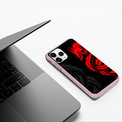Чехол iPhone 11 Pro матовый КРАСНЫЙ ДРАКОН ТАТУ RED DRAGON TATTOO, цвет: 3D-розовый — фото 2