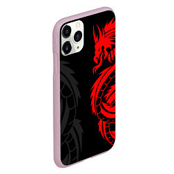 Чехол iPhone 11 Pro матовый КРАСНЫЙ ДРАКОН ТАТУ RED DRAGON TATTOO, цвет: 3D-розовый — фото 2