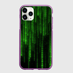 Чехол iPhone 11 Pro матовый Матрица двоичный код, цвет: 3D-фиолетовый