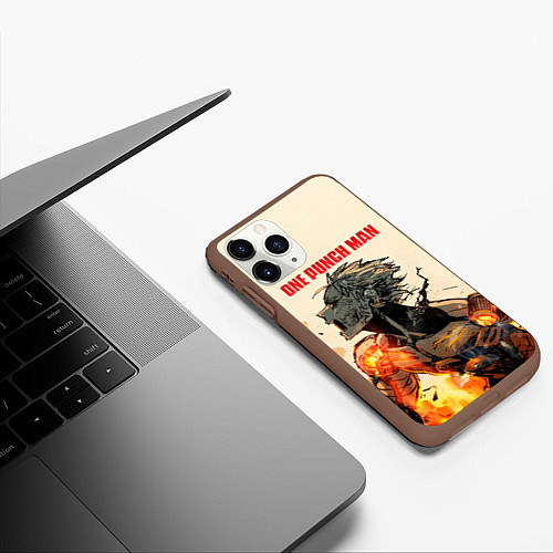 Чехол iPhone 11 Pro матовый Разрушение Геноса One Punch-Man / 3D-Коричневый – фото 3