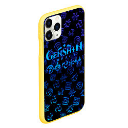 Чехол iPhone 11 Pro матовый Genshin Impact NEON PATTERN SYMBOL, цвет: 3D-желтый — фото 2