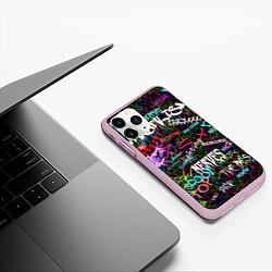 Чехол iPhone 11 Pro матовый Neon graffiti Smile, цвет: 3D-розовый — фото 2