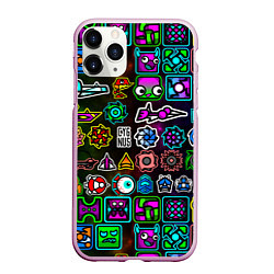 Чехол iPhone 11 Pro матовый Geometry Dash: Heroes, цвет: 3D-розовый