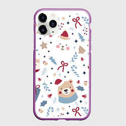 Чехол iPhone 11 Pro матовый Забавный Новый Год, цвет: 3D-фиолетовый