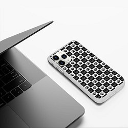 Чехол iPhone 11 Pro матовый Следы на Шахматном Фоне, цвет: 3D-белый — фото 2