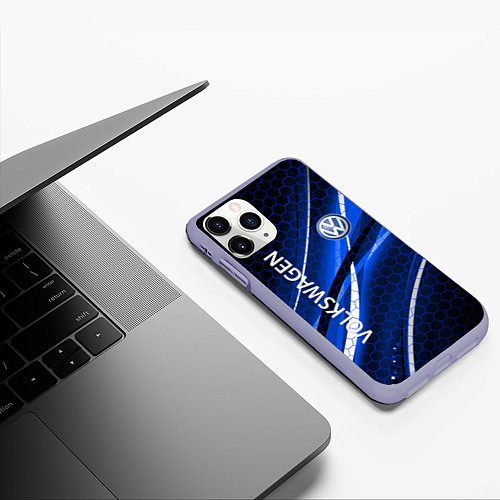 Чехол iPhone 11 Pro матовый VOLKSWAGEN LOGO SPORT / 3D-Светло-сиреневый – фото 3