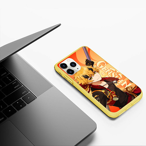 Чехол iPhone 11 Pro матовый Genshin Impact, Тома / 3D-Желтый – фото 3