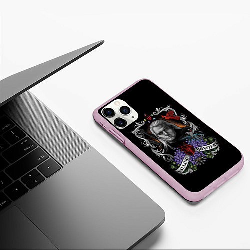 Чехол iPhone 11 Pro матовый ГЕРАЛЬТ КРАСОЧНЫЙ ПОСТЕР ГЕРАЛЬ ИЗ РИВИИ / 3D-Розовый – фото 3
