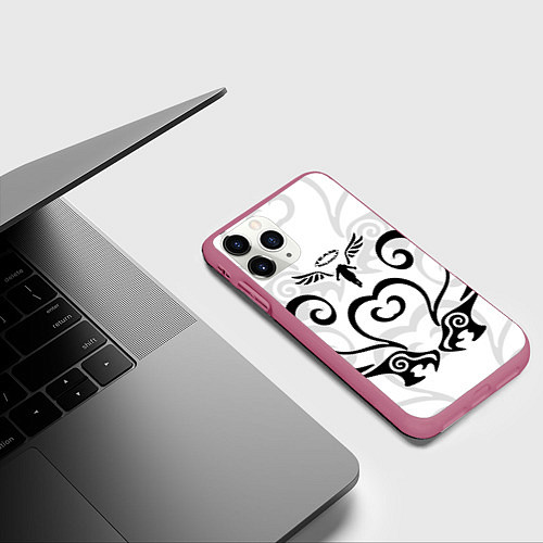 Чехол iPhone 11 Pro матовый WALHALLA TEAM DRAKEN TATTOO / 3D-Малиновый – фото 3