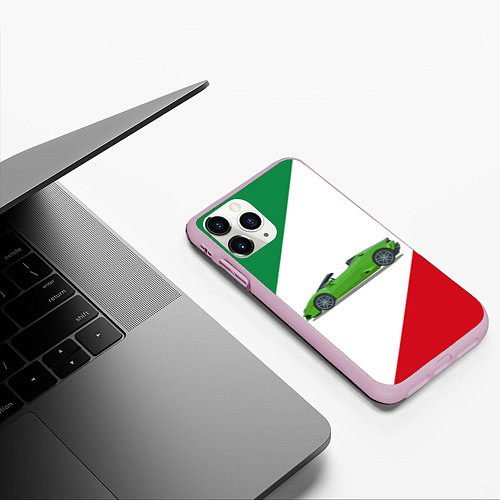 Чехол iPhone 11 Pro матовый Lamborghini Италия / 3D-Розовый – фото 3