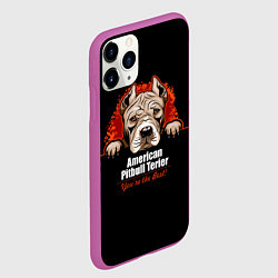 Чехол iPhone 11 Pro матовый Американский Питбультерьер Pit Bull, цвет: 3D-фиолетовый — фото 2
