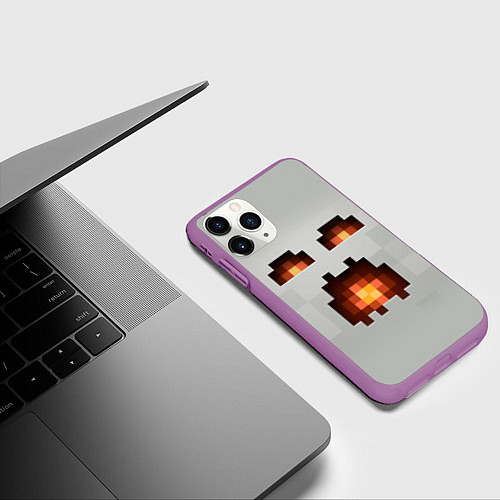 Чехол iPhone 11 Pro матовый МАЙНКРАФТ, ГАСТ ОГНЕННЫЙ / 3D-Фиолетовый – фото 3