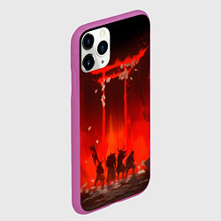 Чехол iPhone 11 Pro матовый GHOST OF TSUSHIMA САМУРИ В ОГНЕ, цвет: 3D-фиолетовый — фото 2