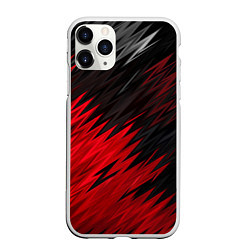 Чехол iPhone 11 Pro матовый ЧЁРНО КРАСНЫЕ КРАСКИ RED BLACK STRIPES, цвет: 3D-белый