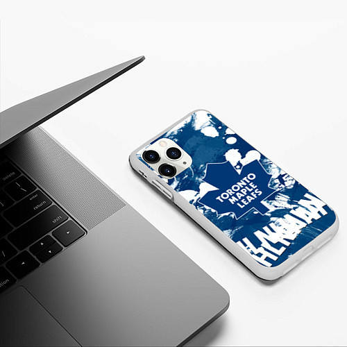 Чехол iPhone 11 Pro матовый Торонто Мейпл Лифс, Toronto Maple Leafs / 3D-Белый – фото 3