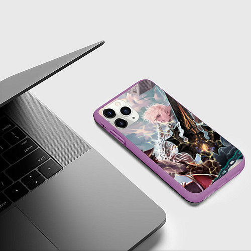 Чехол iPhone 11 Pro матовый Lineage 2 Akamanah vs Zarich / 3D-Фиолетовый – фото 3