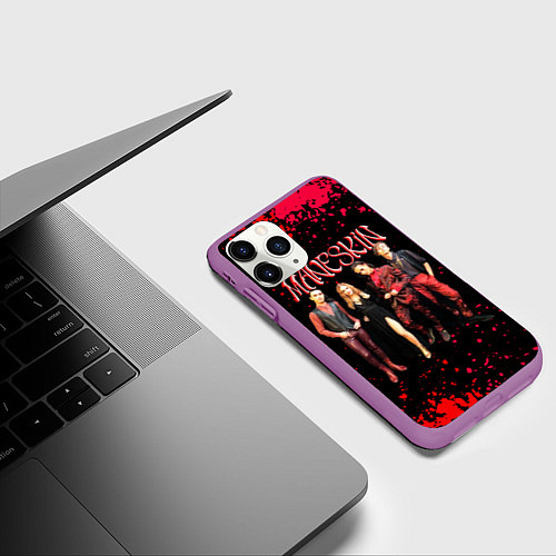 Чехол iPhone 11 Pro матовый Maneskin Лунный свет, рок - группа / 3D-Фиолетовый – фото 3