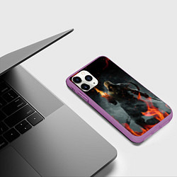 Чехол iPhone 11 Pro матовый TES SKYRIM DOVAHKIN FLAME ДРАКОНОРОЖДЕННЫЙ, цвет: 3D-фиолетовый — фото 2