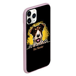Чехол iPhone 11 Pro матовый Фокстерьер Fox terrier, цвет: 3D-розовый — фото 2