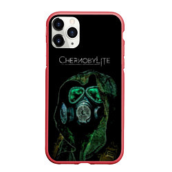 Чехол iPhone 11 Pro матовый CHERNOBYLlite на чёрном фоне, цвет: 3D-красный