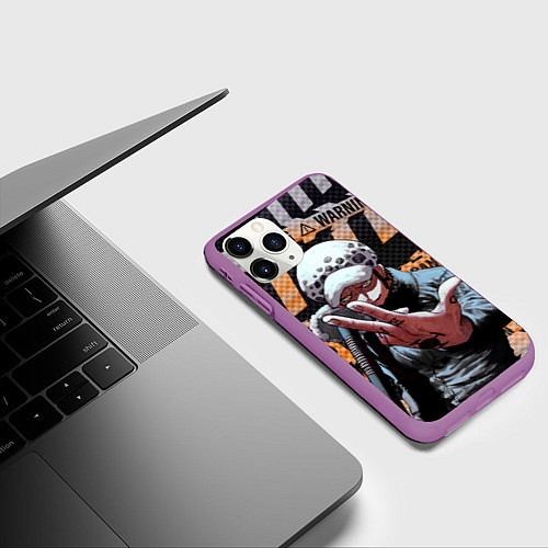Чехол iPhone 11 Pro матовый Трафальгар Ло особо опасен / 3D-Фиолетовый – фото 3