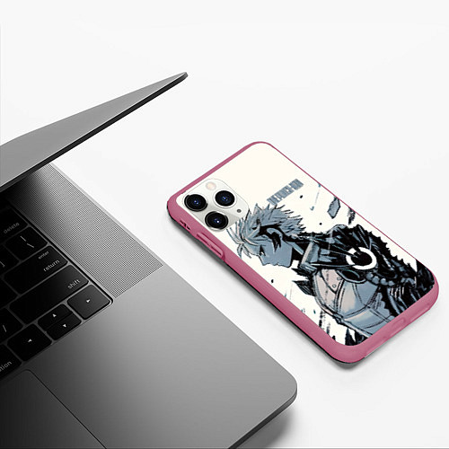 Чехол iPhone 11 Pro матовый One Punch-Man Генос / 3D-Малиновый – фото 3