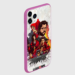 Чехол iPhone 11 Pro матовый Бумажный дом на бумажном фоне герои и злодеи, цвет: 3D-фиолетовый — фото 2