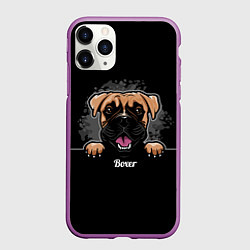 Чехол iPhone 11 Pro матовый Боксёр Boxer, цвет: 3D-фиолетовый