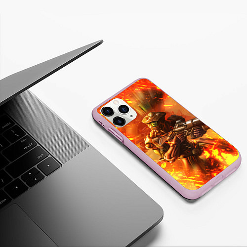 Чехол iPhone 11 Pro матовый Doom ART спина / 3D-Розовый – фото 3