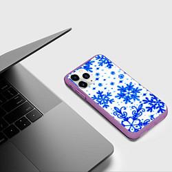 Чехол iPhone 11 Pro матовый Белая Зима, цвет: 3D-фиолетовый — фото 2