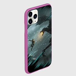 Чехол iPhone 11 Pro матовый TES FUS RO DAH DRAGON, цвет: 3D-фиолетовый — фото 2